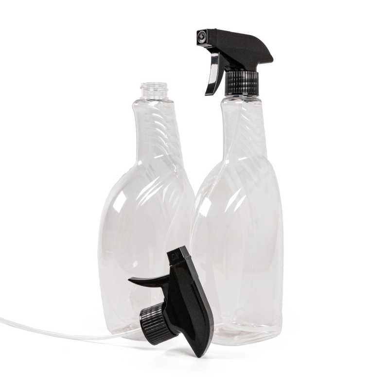 Transparent Detergent Plastic Bottle With Black Trigger Spray, 750 ml
