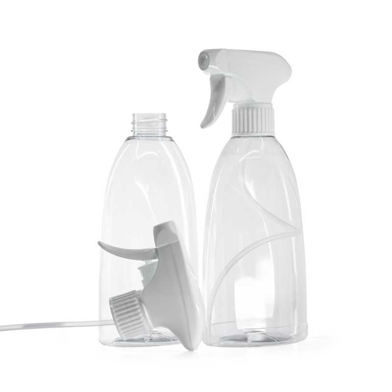 Clear Plastic Soap Bottle, White Trigger Sprayer, 500 ml
