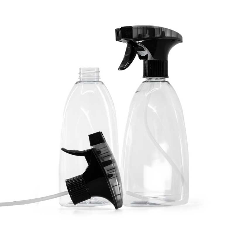 Clear Plastic Soap Bottle, Black Trigger Foaming Sprayer, 500 ml