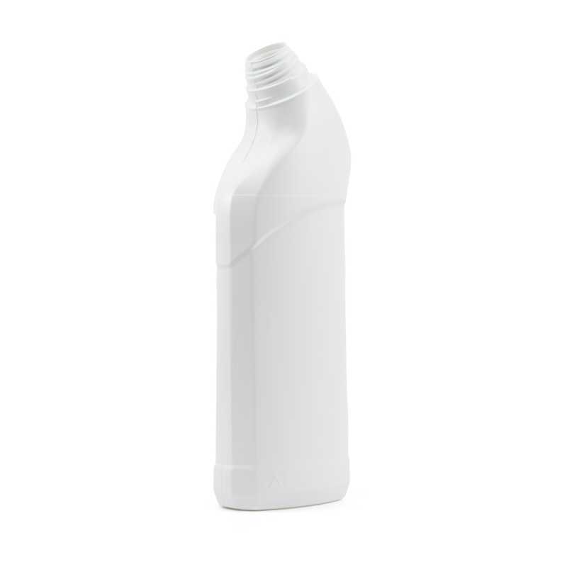 Plastic toilet cleaner bottle, white, with transparent viewing strip, 750 ml