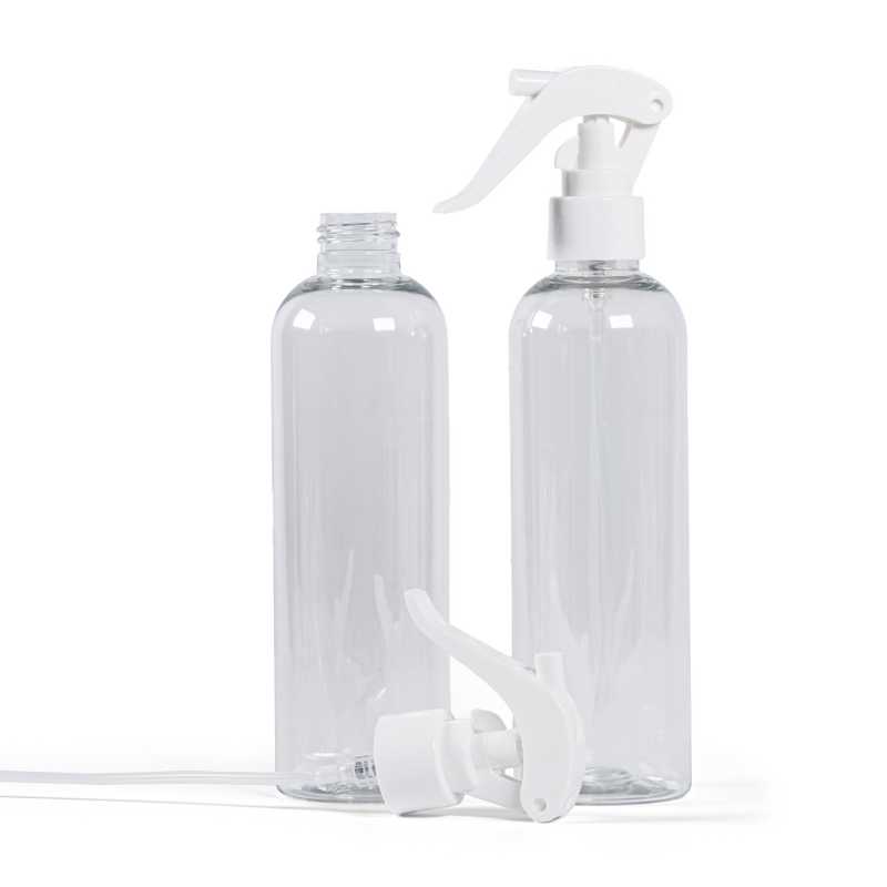 Clear Plastic Bottle, White Trigger Spray, 250 ml