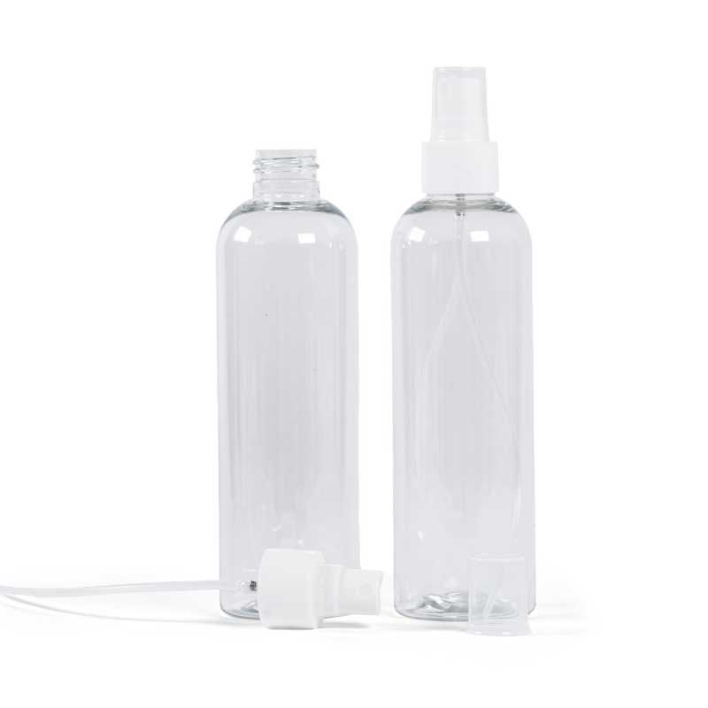 Clear Plastic Bottle, White FIne Mist Spray, 250 ml