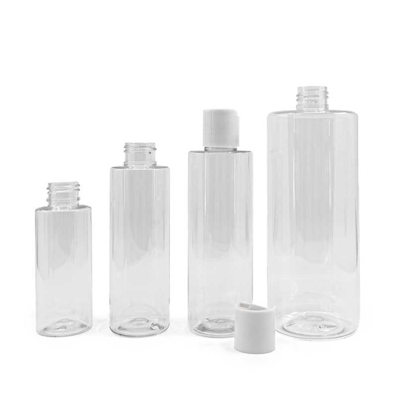 Transparent plastic bottle, ideal for storing a variety of liquids, oils, lotions, etc. It is semi-rigid, but can be squeezed.
Material: PET
Volume: 100 ml, t