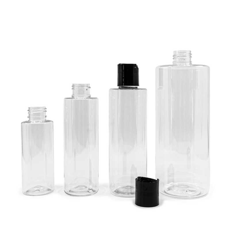 Transparent plastic bottle, ideal for storing a variety of liquids, oils, lotions, etc. It is semi-rigid, but can be squeezed.
Material: PET
Volume: 100 ml, t