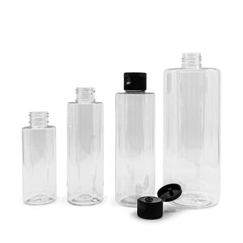 Transparent plastic bottle, ideal for storing a variety of liquids, oils, lotions, etc. It is semi-rigid, but can be squeezed.
Material: PET
Volume: 100 ml, t