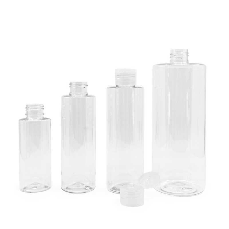 Transparent plastic bottle, ideal for storing a variety of liquids, oils, lotions, etc. It is semi-rigid, but can be squeezed.
Volume: 150 ml, total volume 161