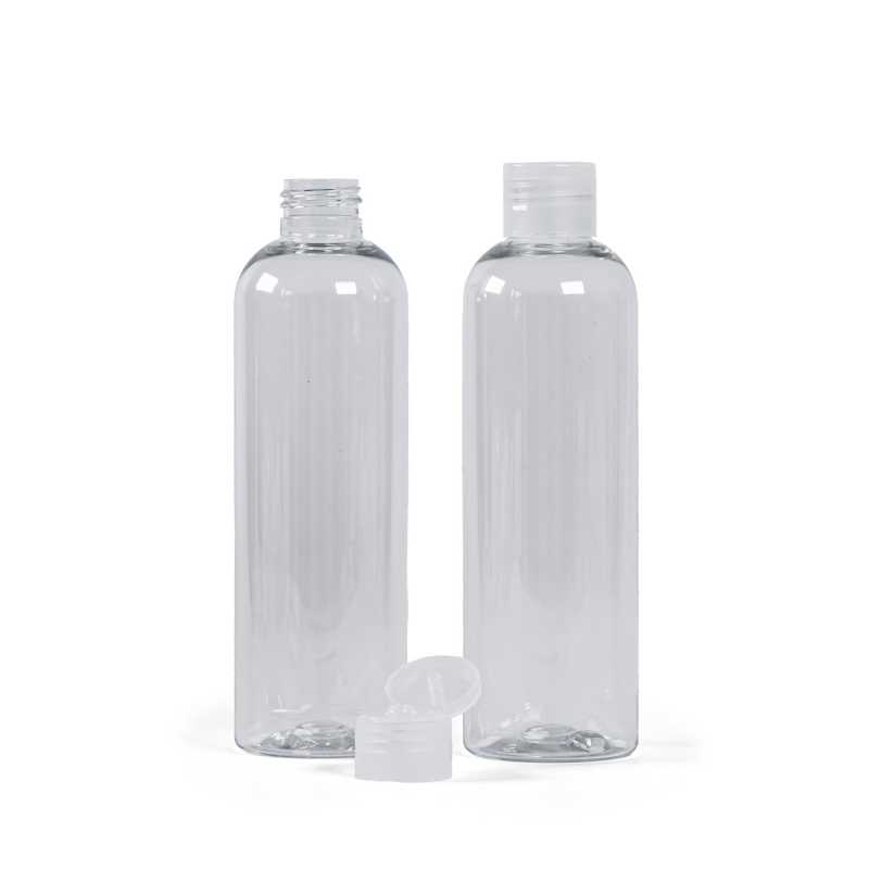 Clear Plastic Bottle, Transparent Flip Top, 250 ml