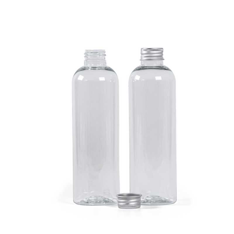 Clear Plastic Bottle, 24/410, Silver Aluminium Cap, 250 ml