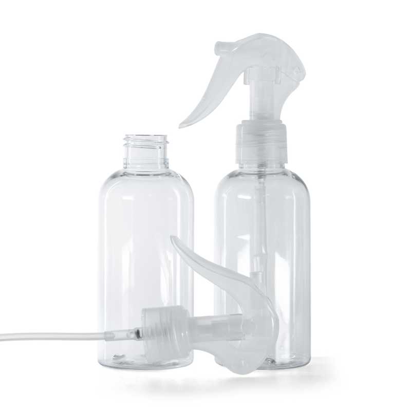 Rounded Clear Plastic Bottle, Mini Trigger Spray, Transparent, 150 ml
