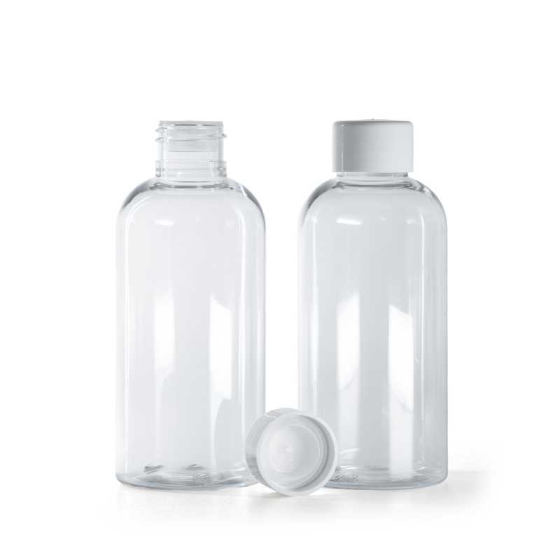 Rounded Clear Plastic Bottle, Smooth White Cap With Reducer, 150 ml