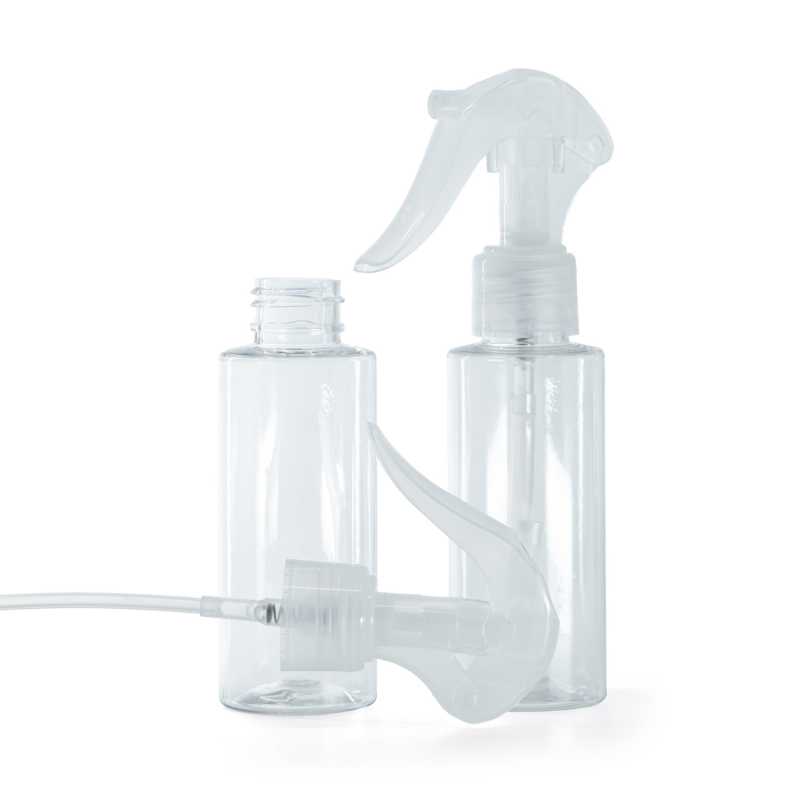Clear Plastic Bottle, Mini Trigger Spray, Transparent, 100 ml