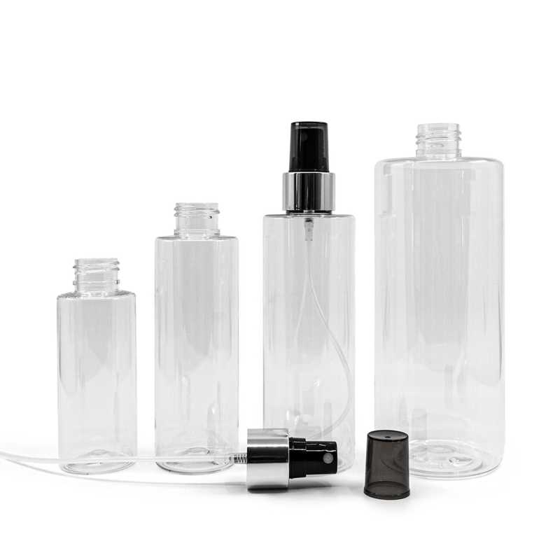 Transparent plastic bottle, ideal for storing a variety of liquids, oils, lotions, etc. It is semi-rigid, but can be squeezed.
Material: PET
Volume: 100 ml, t