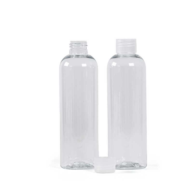 Clear Plastic Bottle, Transparent Plastic Cap, 250 ml
