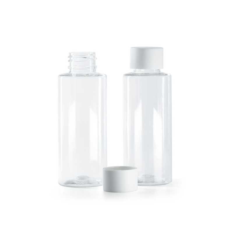 Clear Plastic Bottle, Matte White Cap, 100 ml