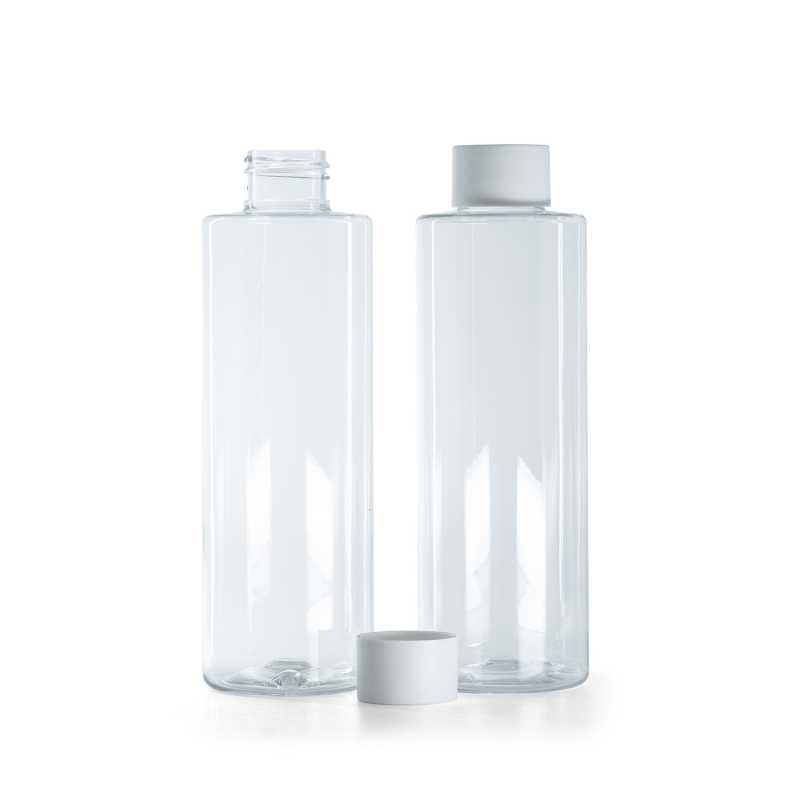 Clear Plastic Bottle, Matte White Cap, 200 ml