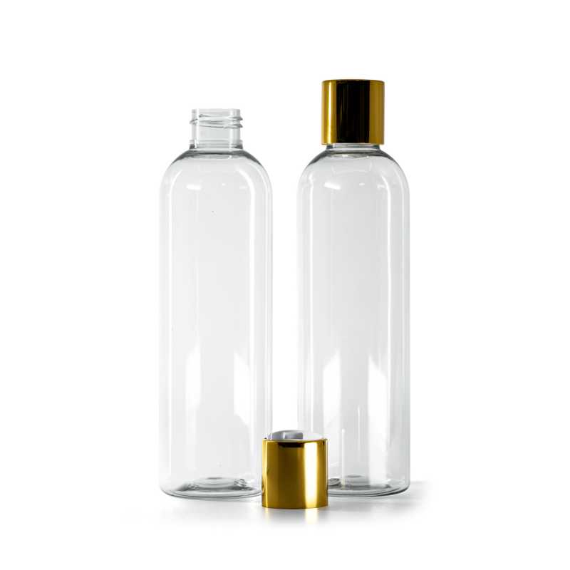Recycled Plastic Bottle, White Plastic Flip Top With Golden Aluminum Collar, 250 ml
