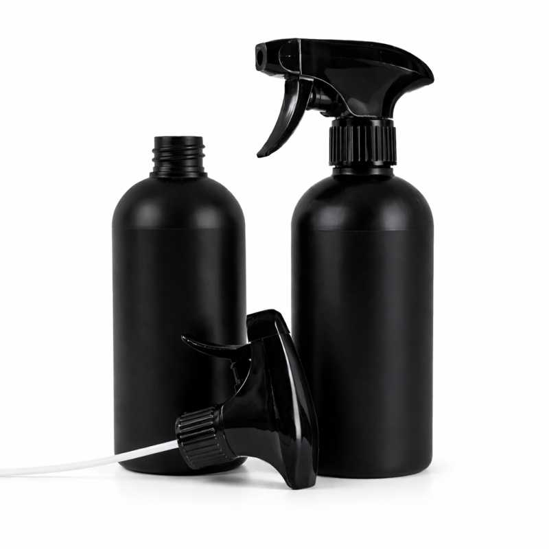 Black Plastic Bottle, HDPE, Black Spray, 500 ml