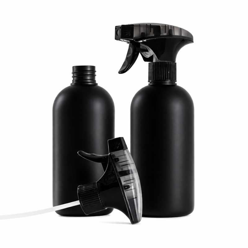 Black Plastic Bottle, HDPE, Black Trigger Foaming Sprayer, 500 ml