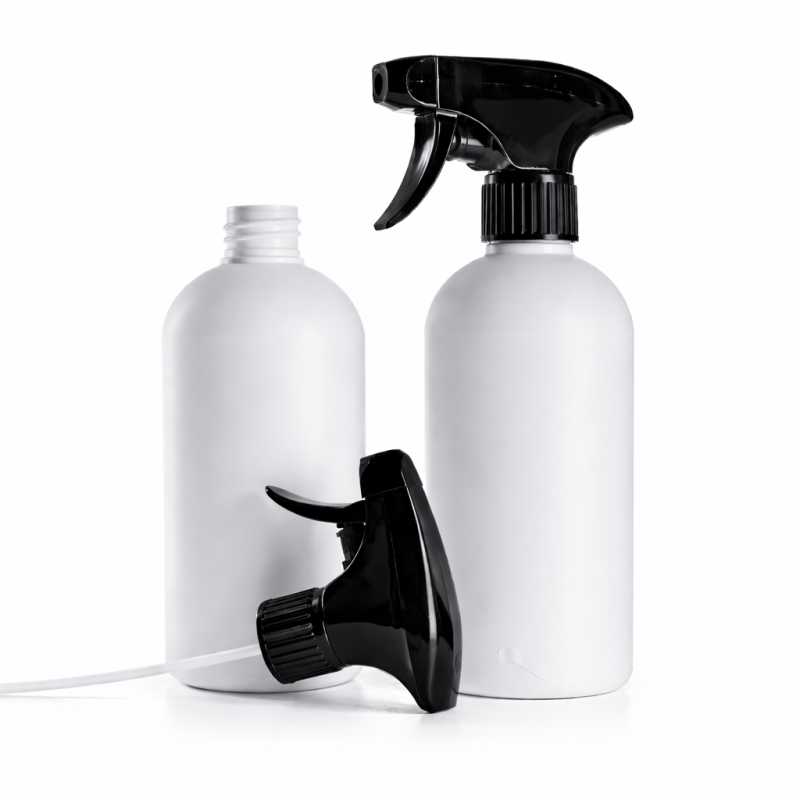 White Plastic Bottle, Black Spray 500 ml