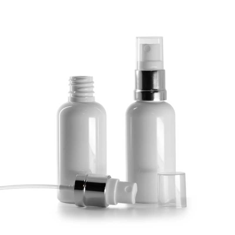 White Plastic Bottle, Silver White Spray, 50 ml