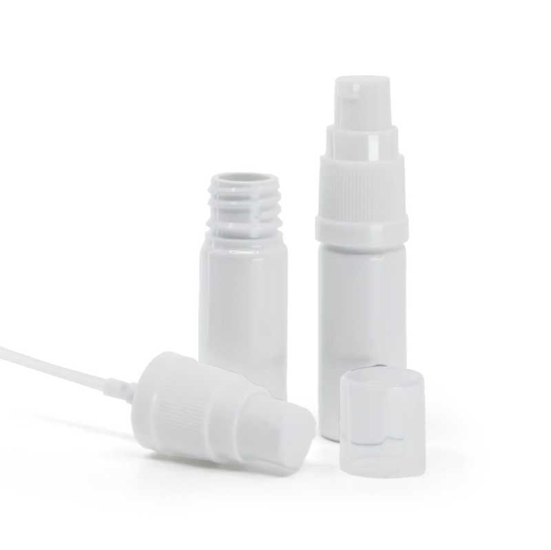White Plastic Bottle, White Lotion Pump, 10 ml