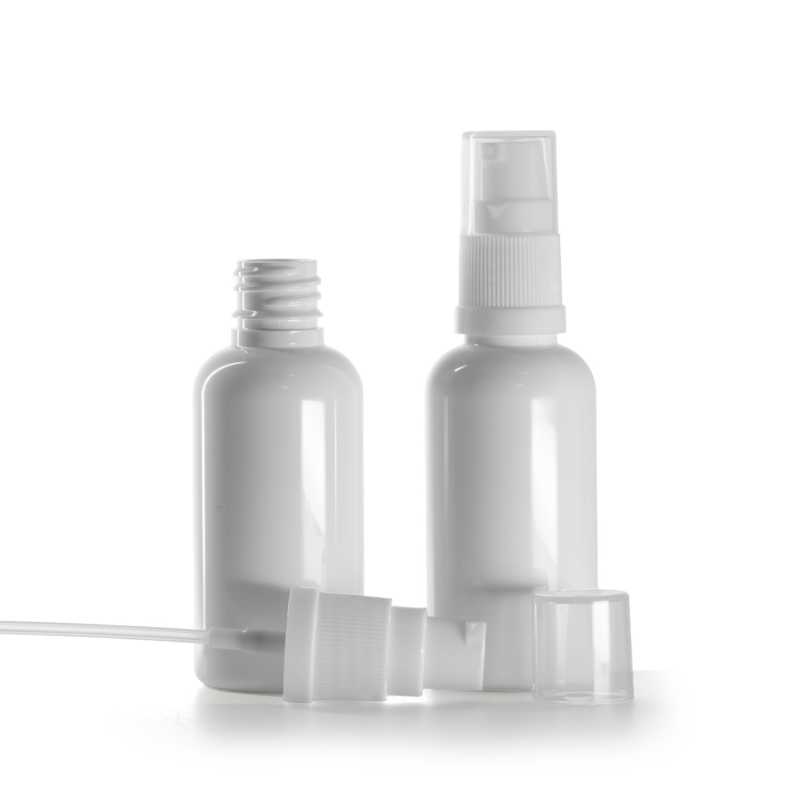 White Plastic Bottle, White Lotion Pump, 50 ml