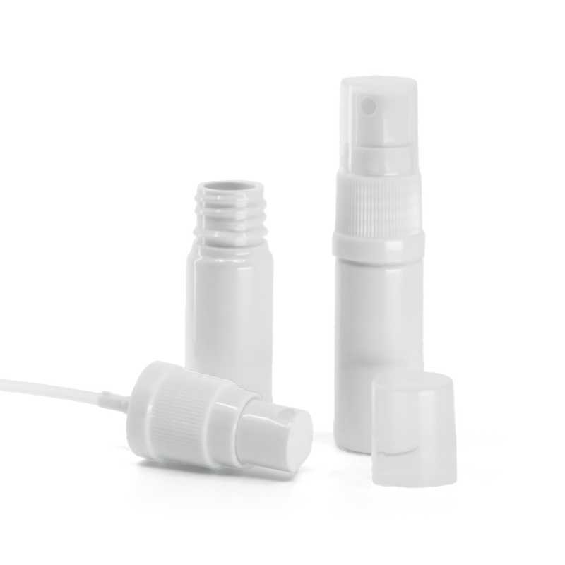 White Plastic Bottle, White Spray, 10 ml