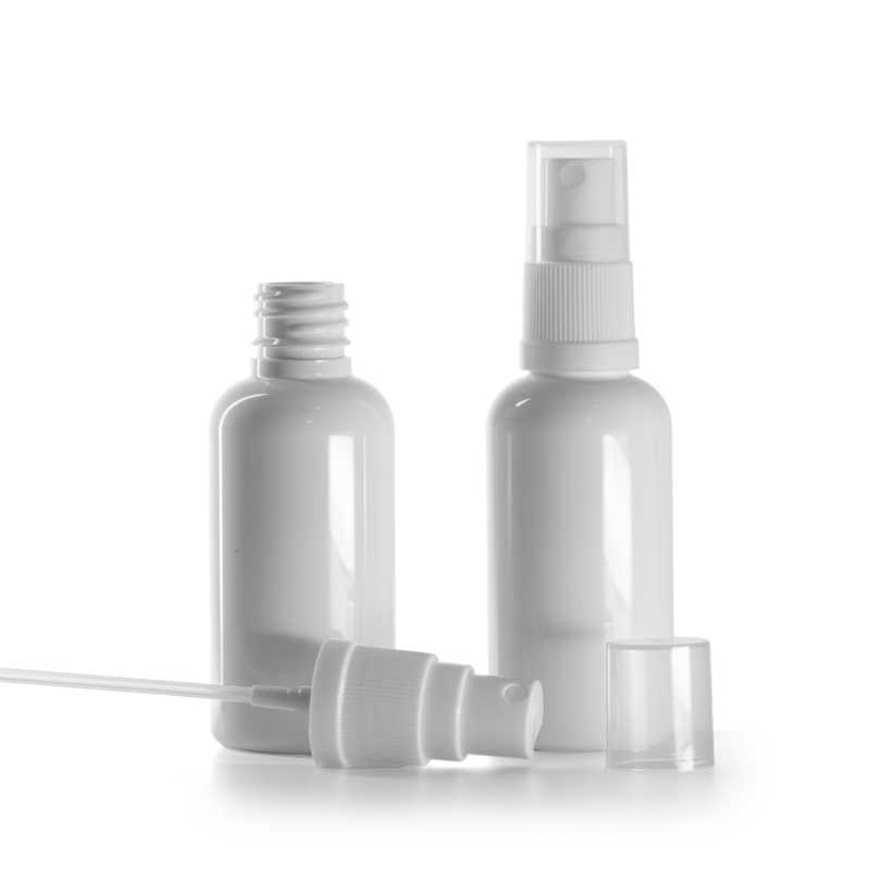 White Plastic Bottle, White Spray, 50 ml