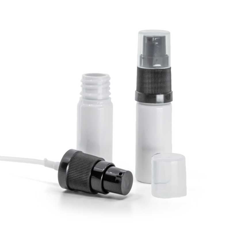 White Plastic Bottle, Black Lotion Pump, 10 ml