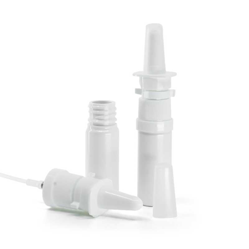 White Plastic Bottle, White Nasal Spray, 10 ml