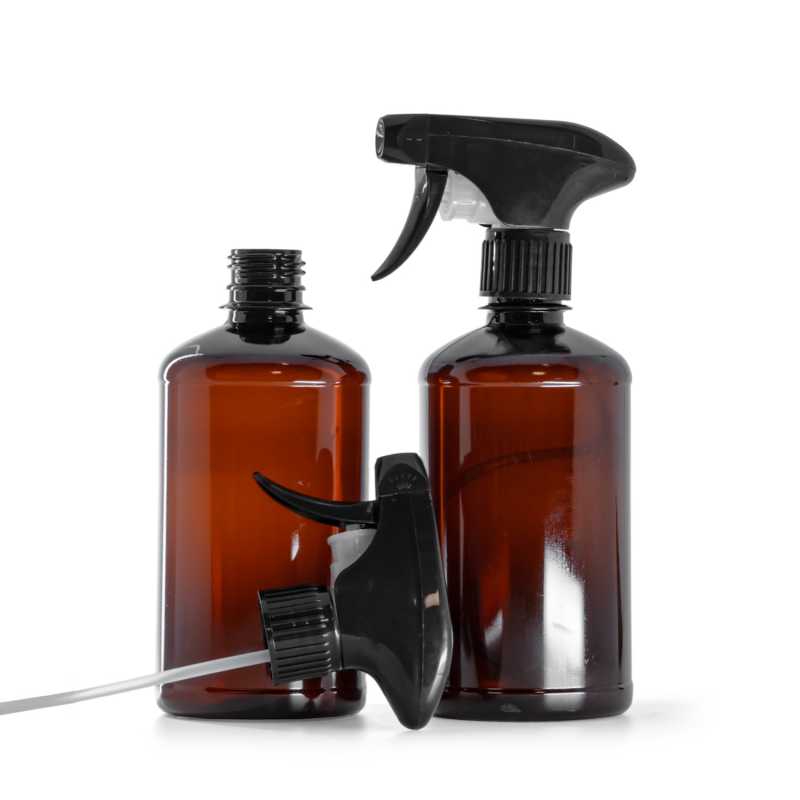Brown Plastic Bottle, Black Trigger Sprayer, 500 ml