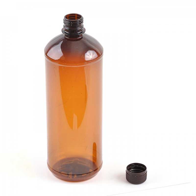 The plastic bottle serves as a packaging material for various liquids or powders. Thanks to its brown colour, it effectively protects the contents from light. T