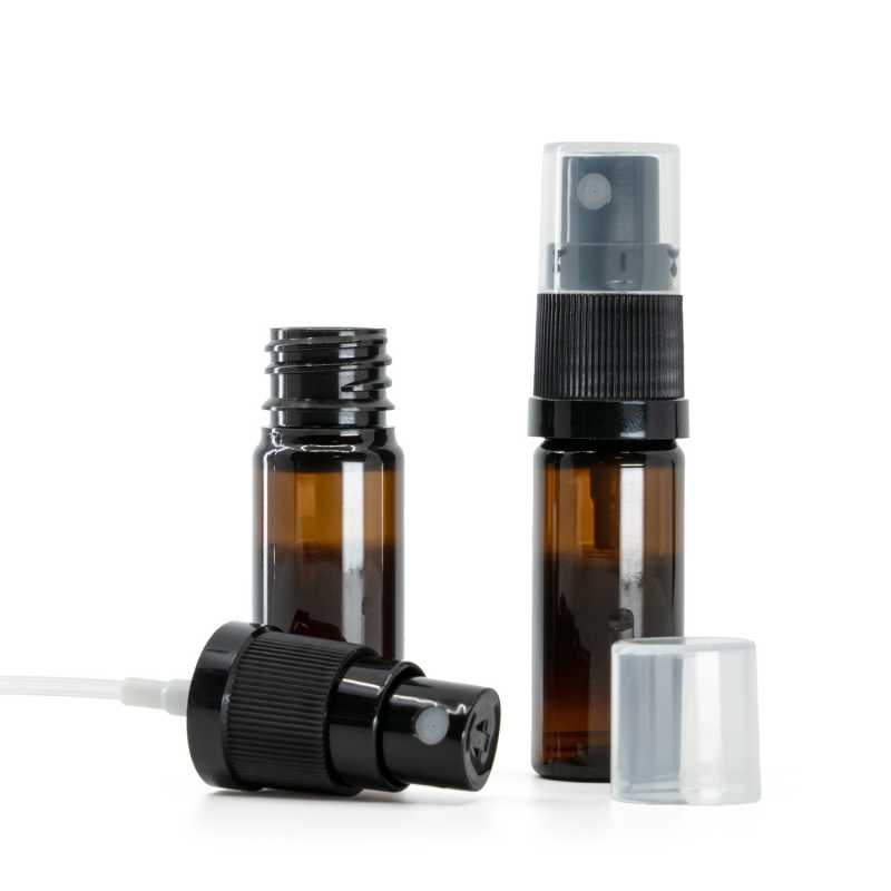 Amber Plastic Bottle, Black Spray, 10 ml