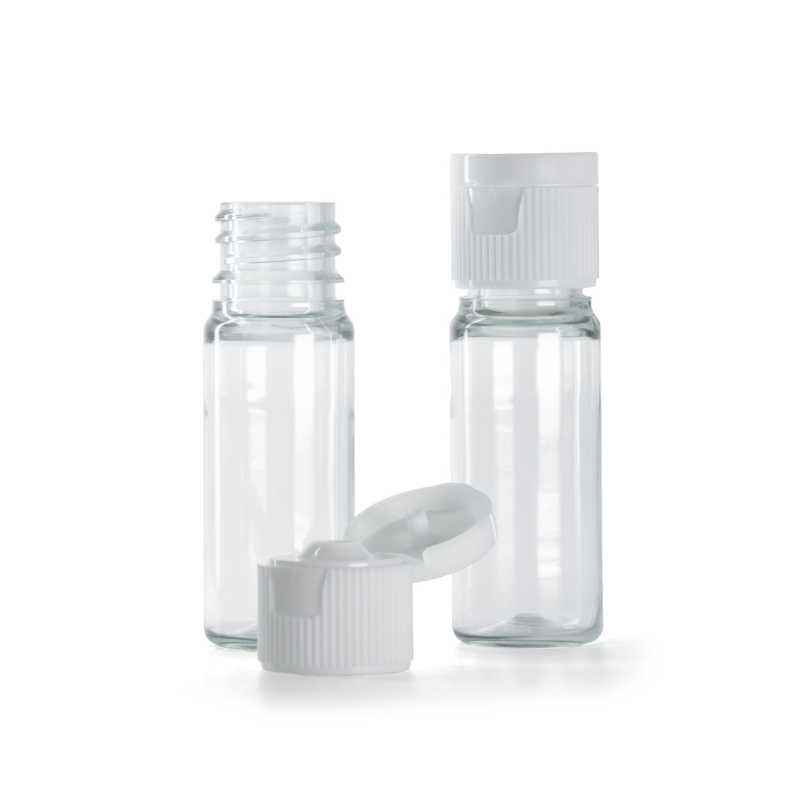 Clear Plastic Bottle, White Flip Top Cap, 18/410, 10 ml