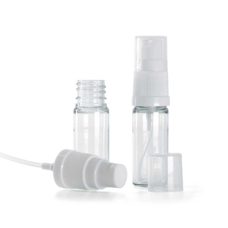 Clear Plastic Bottle, White Lotion Pump, 10 ml
