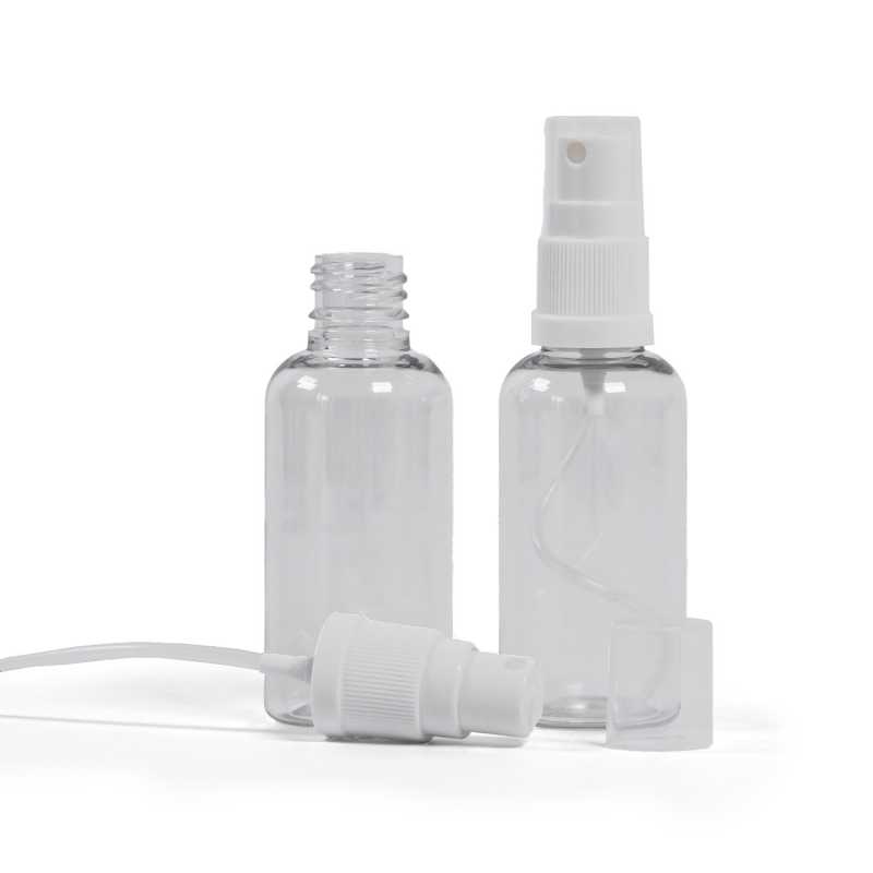 Clear Plastic Bottle, White Spray, 50 ml