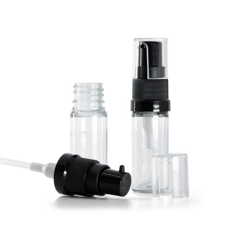 Clear Plastic Bottle, Black Plastic Oil Pump, 18/410, 10 ml