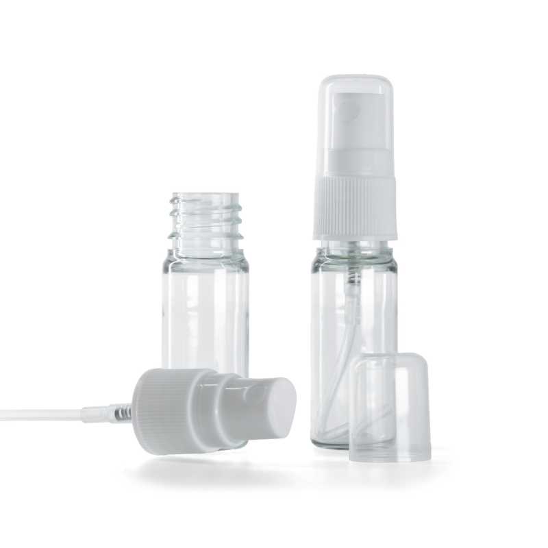Clear Plastic Bottle, White Spray Pump For Plastic Bottle, 10 ml