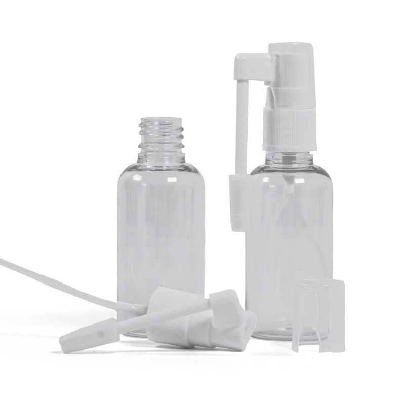 Clear Plastic Bottle, White Oral Spray, 50 ml