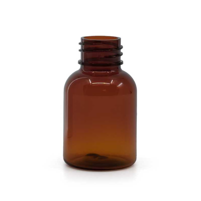 Plastic PET Bottle, Brown, 25 ml