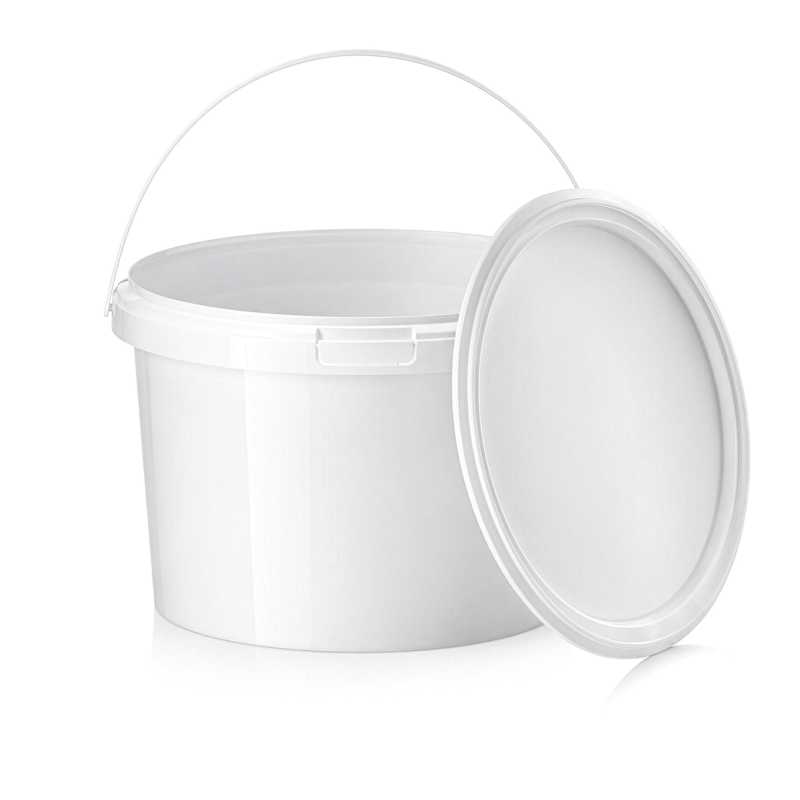 White Plastic Bucket with Lid, 5000 ml