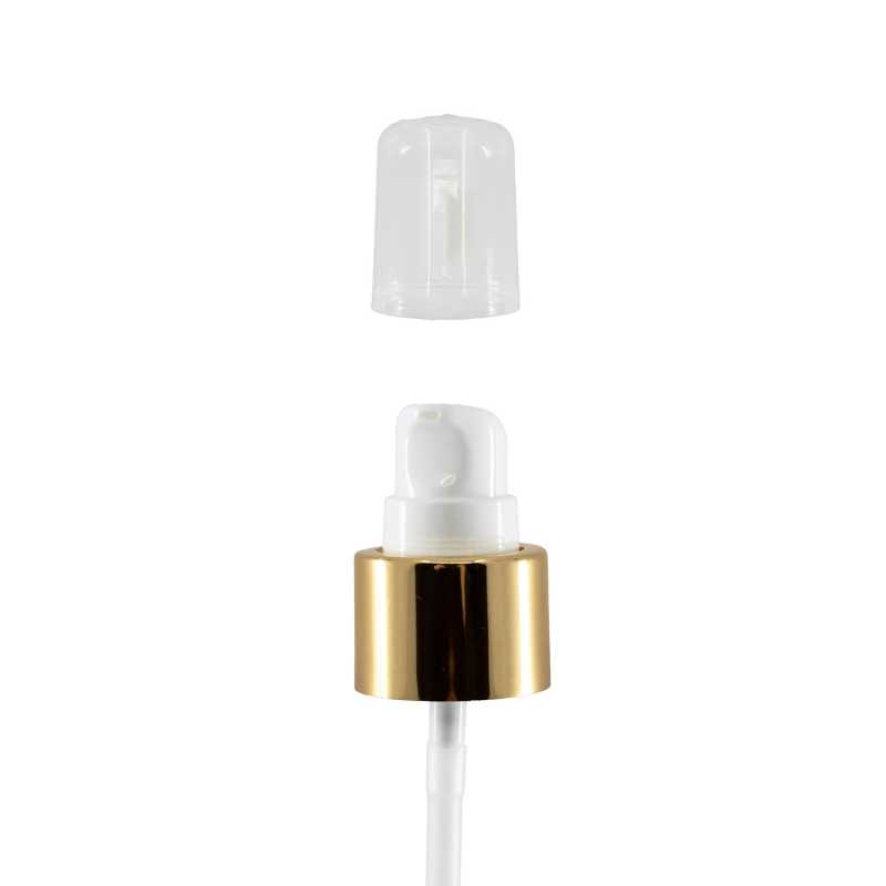 White Lotion Pump With Overcap, 24/410, Glossy Gold, 200 mm
