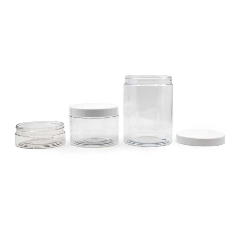 The 500 ml plastic cup is made of transparent PET plastic. Its modern design is reminiscent of glass. It is completely recyclable. Use: creams, masks, balms, ge