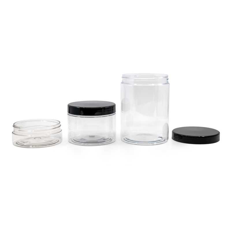 The 100 ml plastic cup is made of transparent PET plastic. Its modern design is reminiscent of glass. It is completely recyclable. Use: creams, masks, balms, ge