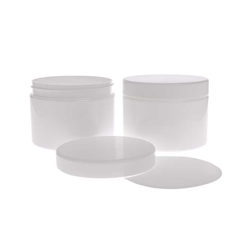 White plastic jar with a volume of 500 ml.
Material: PETOuter diameter: 10,4 cmInner diameter: 9,3 cmHeight without lid: 7,6 cmHeight with lid: 7,8 cmPlastic l