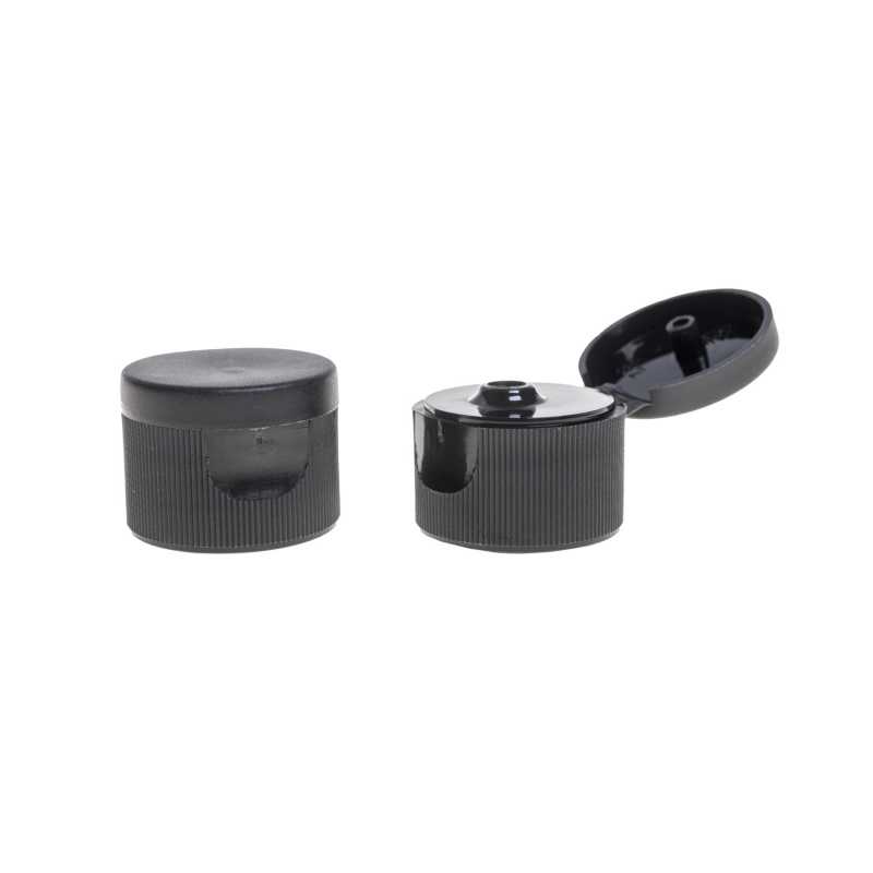 Black Plastic Flip Top Cap, 24/410
