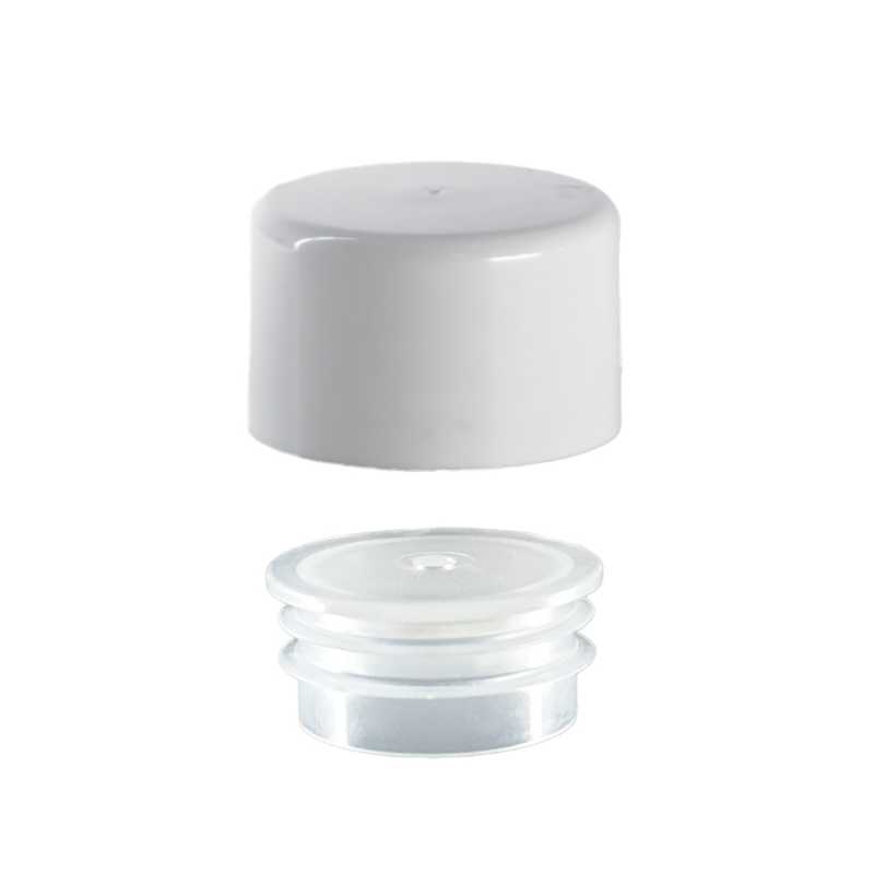 Plastic Cap, 24/410, Smooth White with Reducer