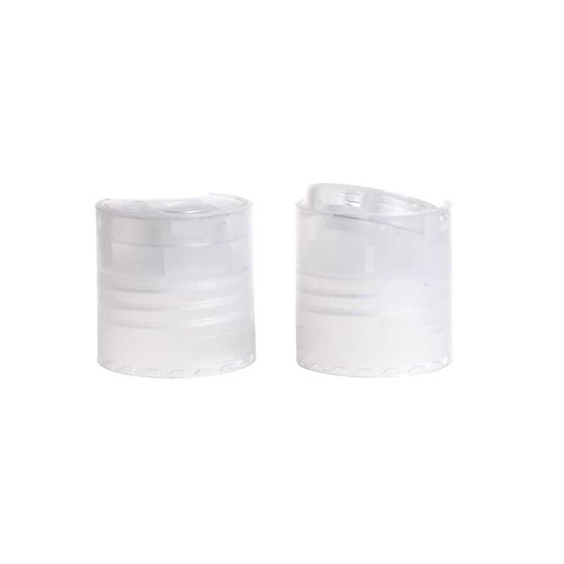 Plastic disc top type lid, which is opened by pushing on one side of the top and the other side opens.
Colour: clearDiameter: 24 mm
Please note that by purcha