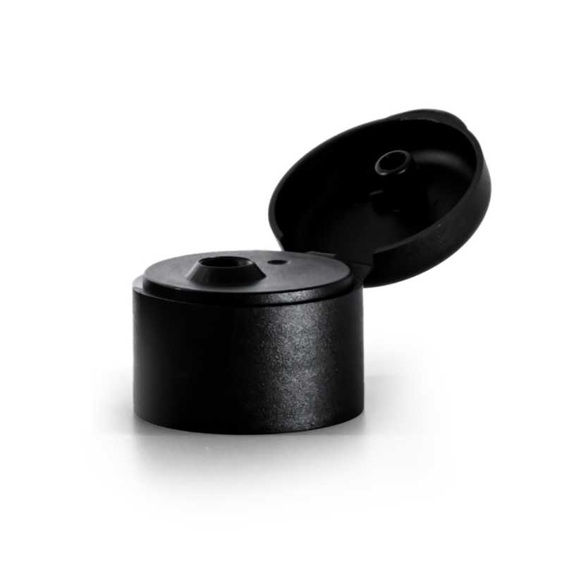 Plastic Cap, 28/410, Matte Black Flip-Top