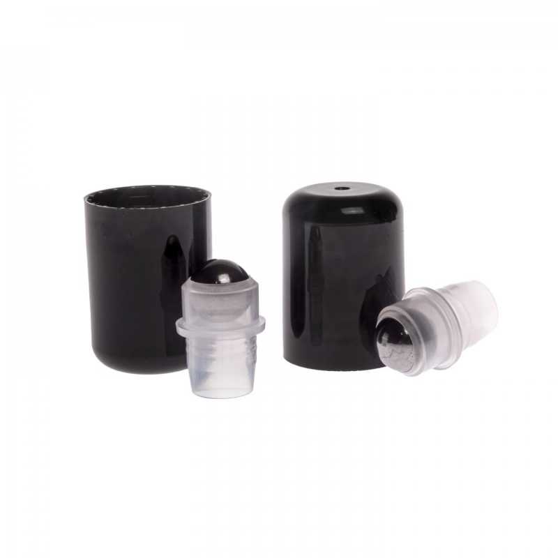 Black plastic roll-on cap, suitable for bottle with neck diameter 18 mm.
The advantage of this cap is that it fits all our glass vials, so you can make a roll-